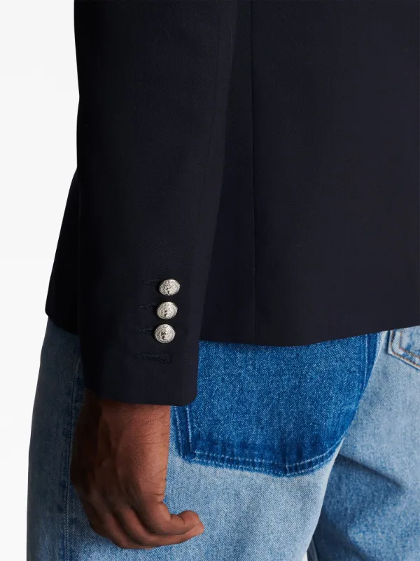 Balmain single-breasted Wool Blazer Blue FARFETCH AE