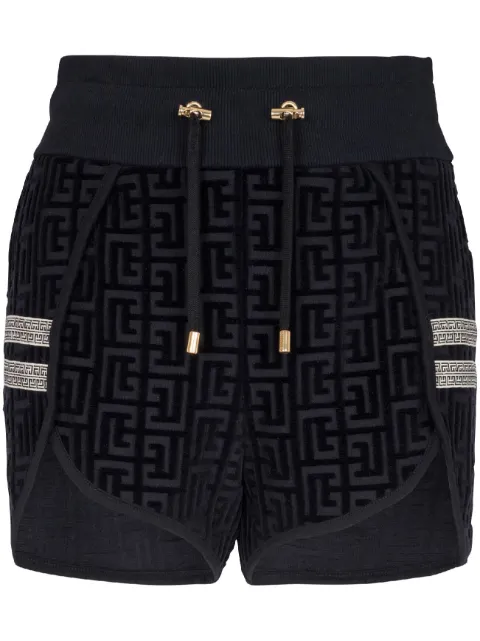 Balmain monogram-pattern mini shorts 