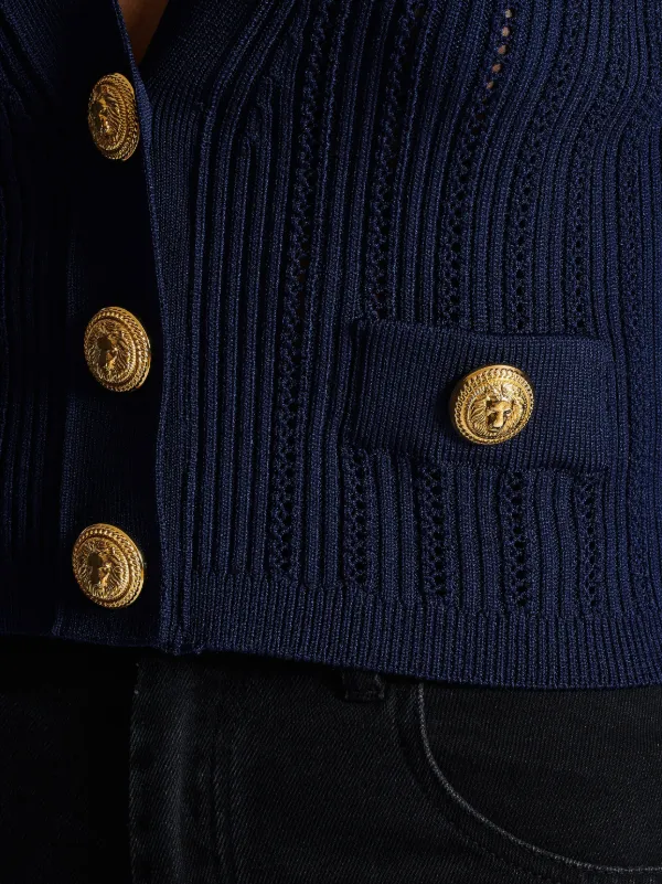 Balmain V-neck Cropped Cardigan | Blue | FARFETCH