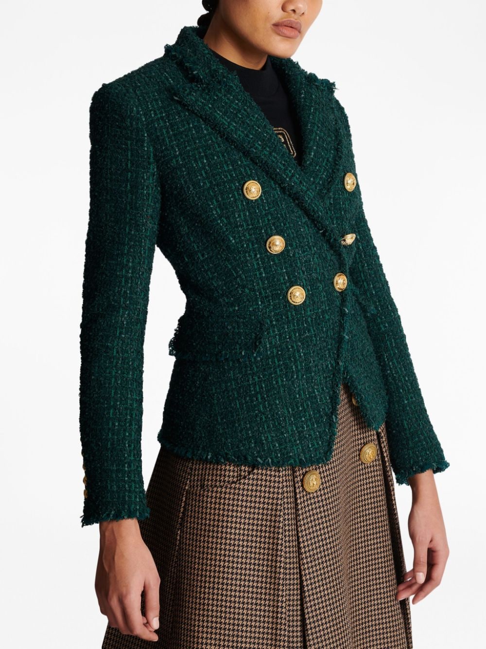 double-breasted tweed jacket