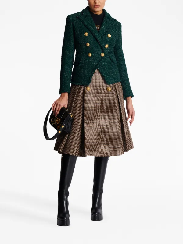 【関税込み】Balmain グリーン ダブルジャケット Balmain ツイード ダブルジャケット | グリーン | FARFETCH JP