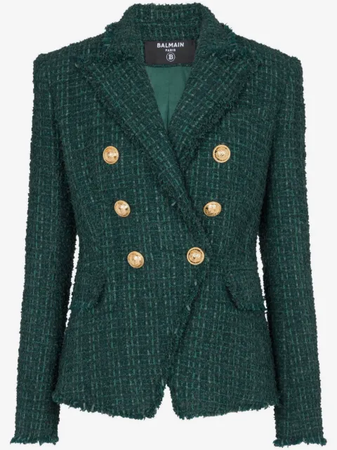 Balmain veste en tweed à boutonnière croisée