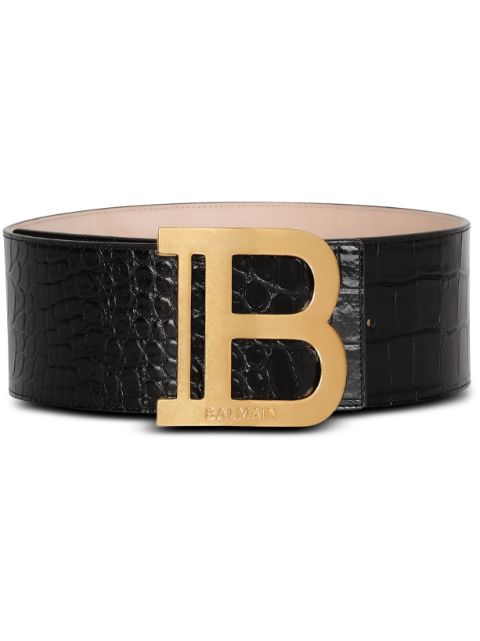 Balmain crocodile-effect logo-plaque belt Women