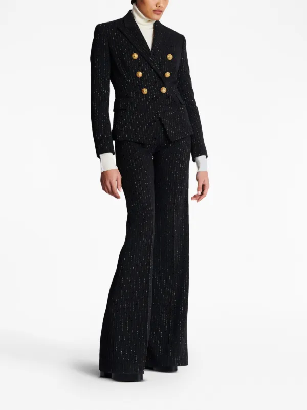 【関税＆送料込み】Balmain Blazer Balmain lurex-detail double-breasted Blazer | Black | FARFETCH
