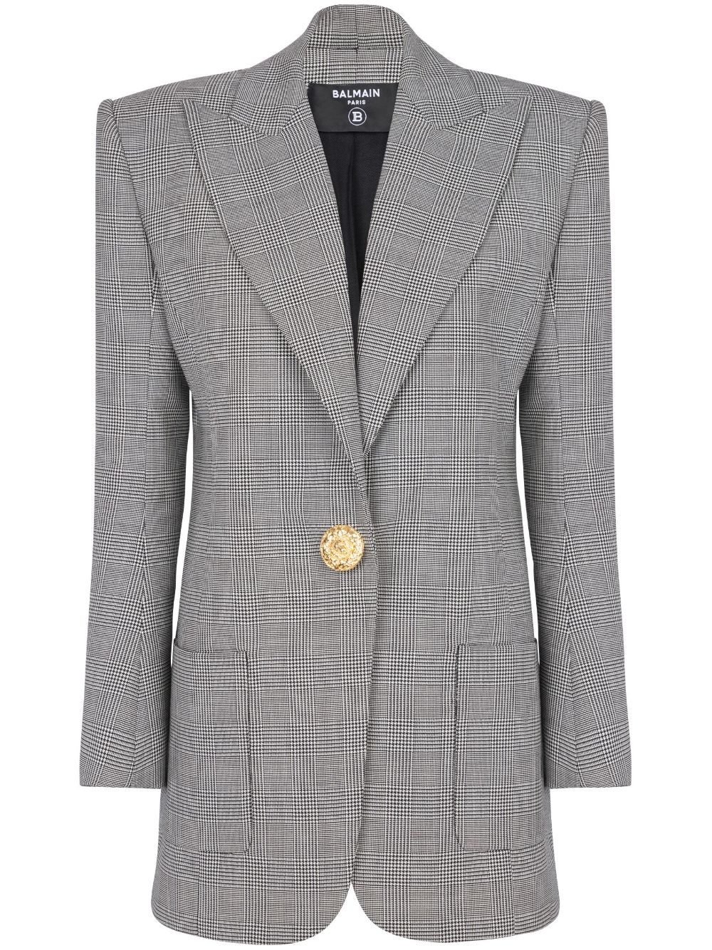 Shop Balmain Single-breasted Wool Blazer In Grey