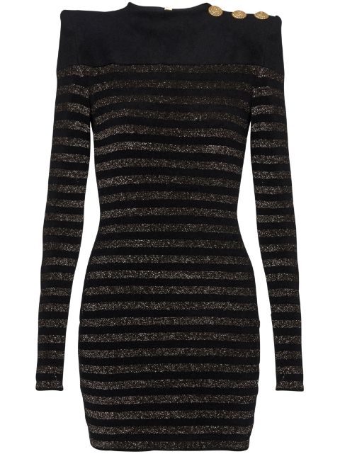 Balmain button-detail striped minidress Women