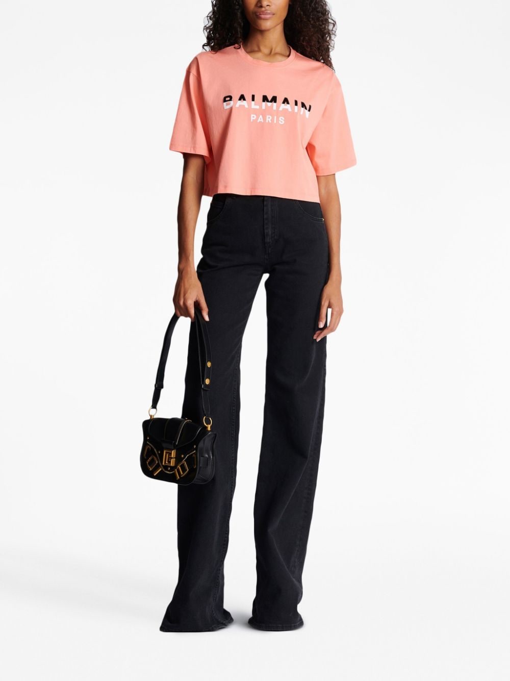 Balmain Cropped T-shirt - Roze