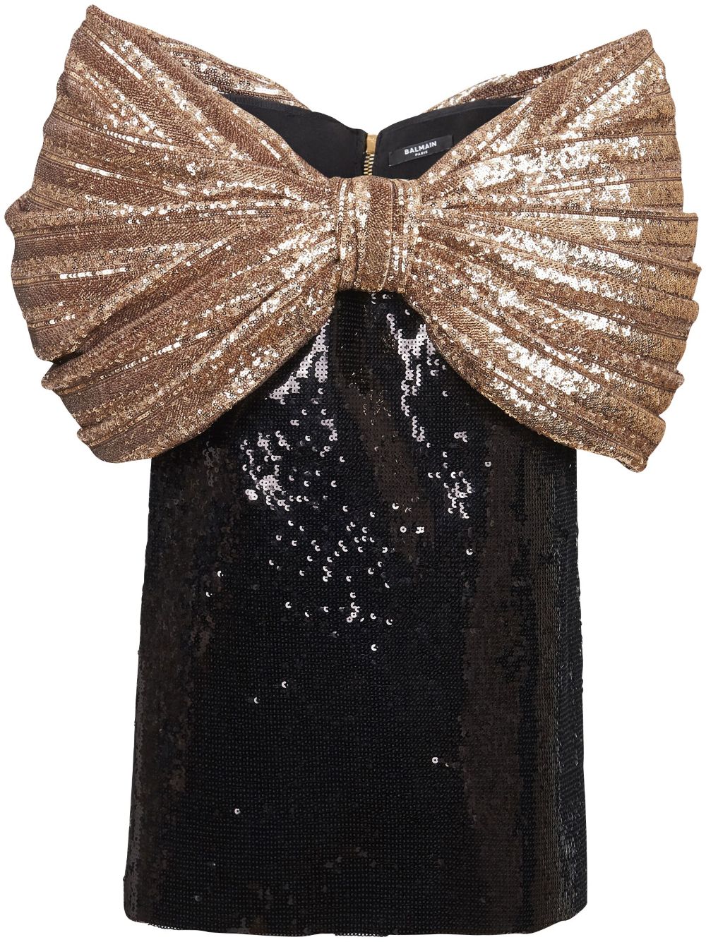 Shop Balmain Sequin-embellished Bardot Minidress In Ead
