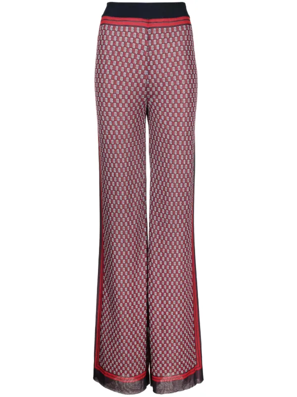 Balmain PB Monogram-print Knitted Trousers in Blue