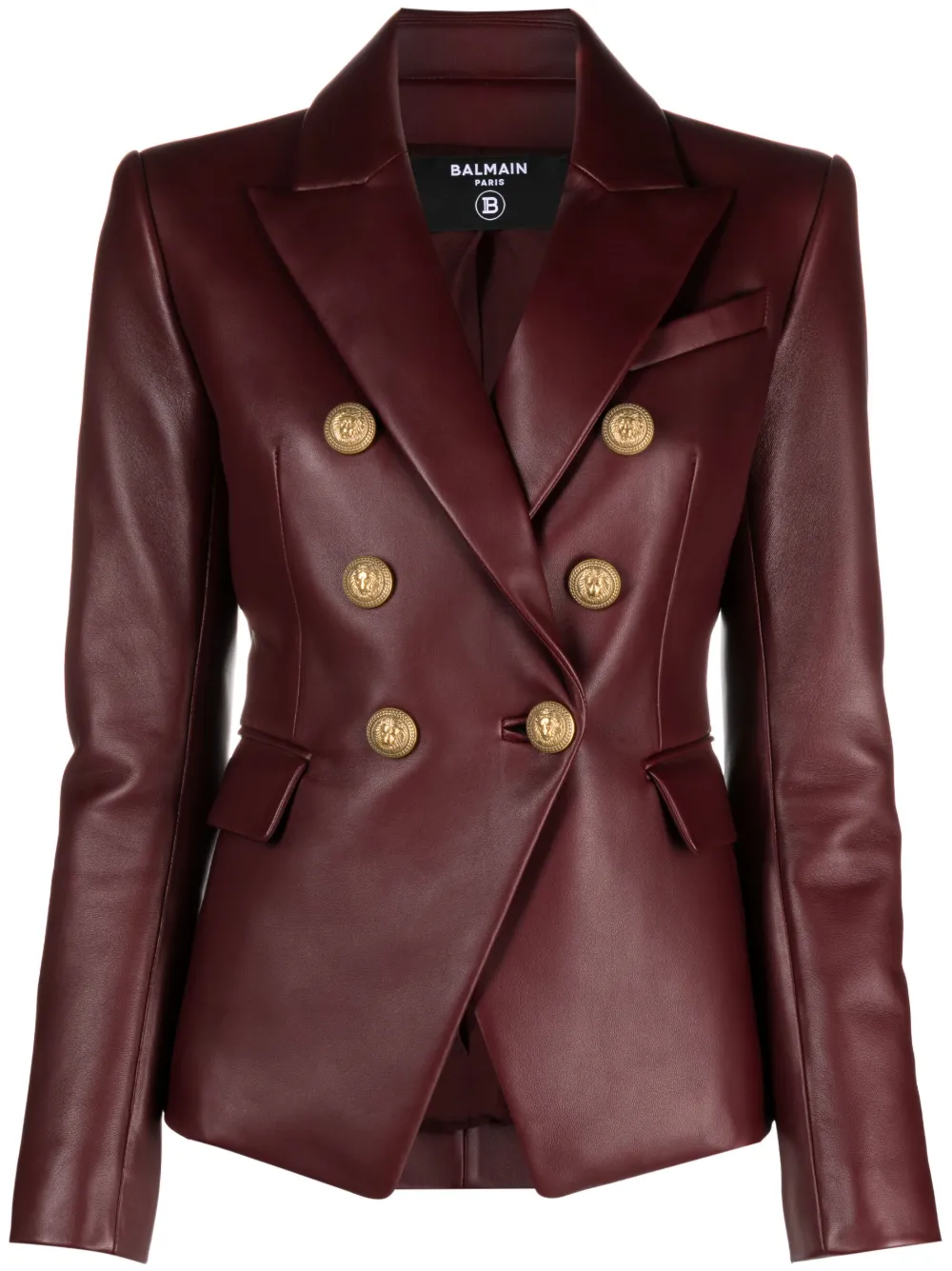 Balmain double-breasted leather blazer - Red