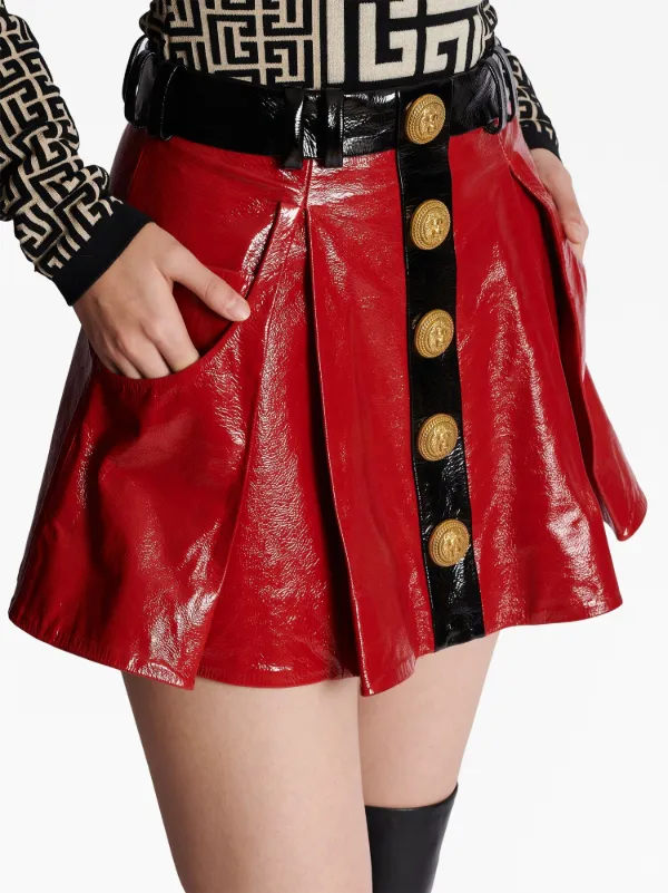 Balmain エナメルレザー ミニスカート | レッド | FARFETCH JP