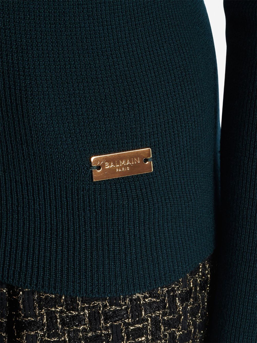 Affordable Balmain logo-plaque wool jumper Women