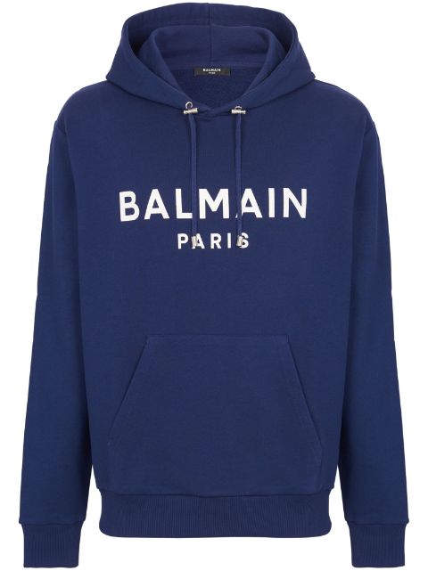 Balmain logo-print long-sleeved hoodie