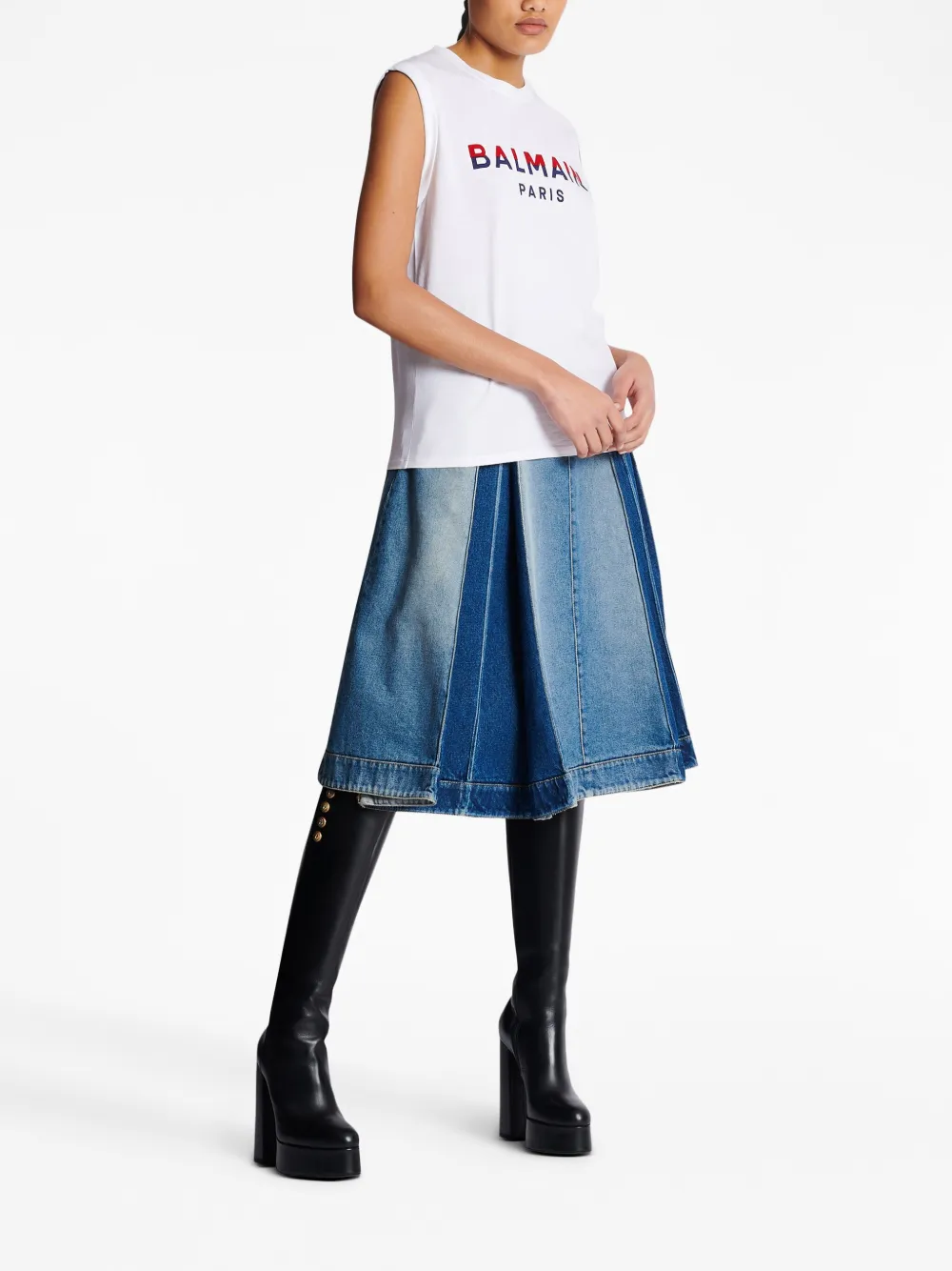 Balmain Paris Flocked T-shirt In Gpy
