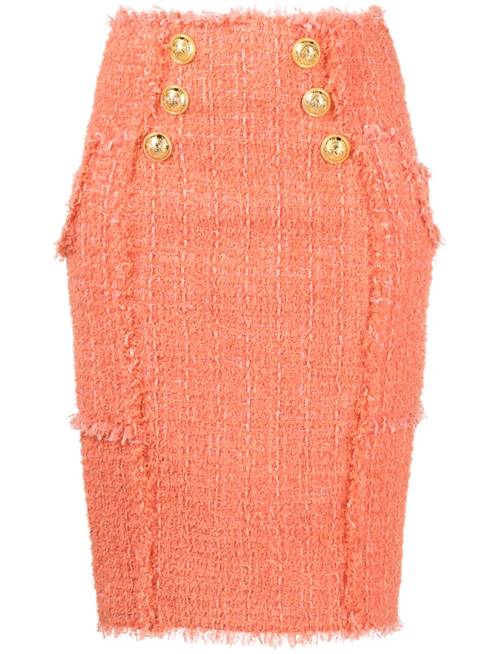 Balmain falda lápiz de tweed con detalle de botones | naranja | Image 1