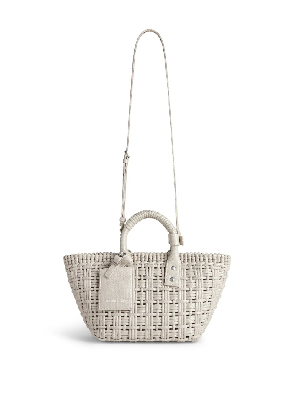 Shop Balenciaga Bistro Xs Basket Tote Bag In Weiss