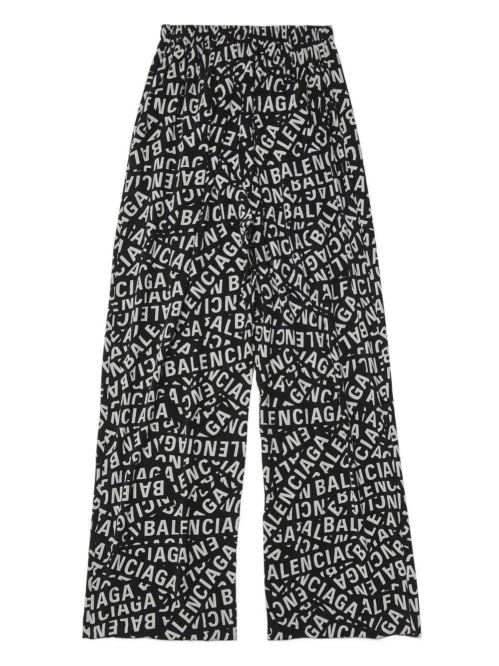 Shop Balenciaga Logo-print Wide-leg Trousers In Black