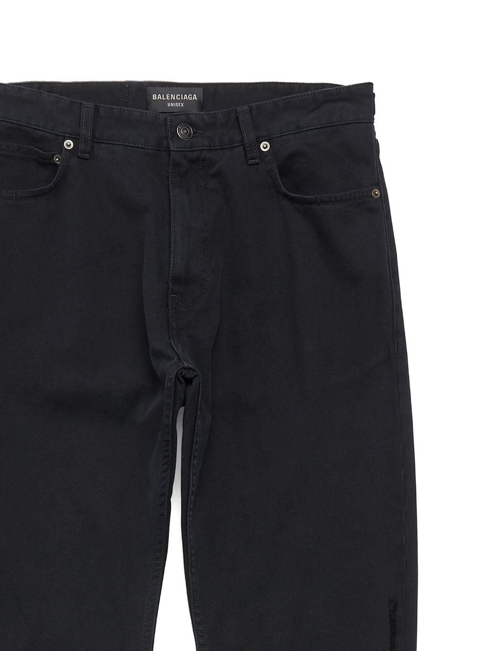 Shop Balenciaga Distressed Straight-leg Jeans In Black