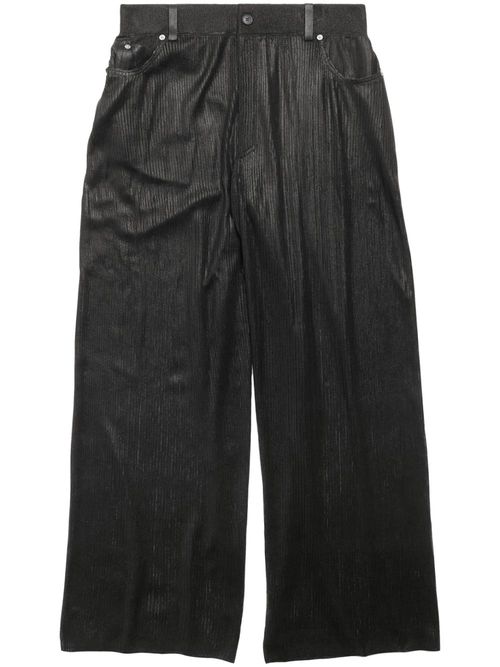 Balenciaga Gerippte High-waist-hose In Black