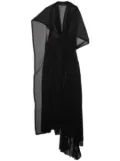 Balenciaga V-neck layered midi dress - Black