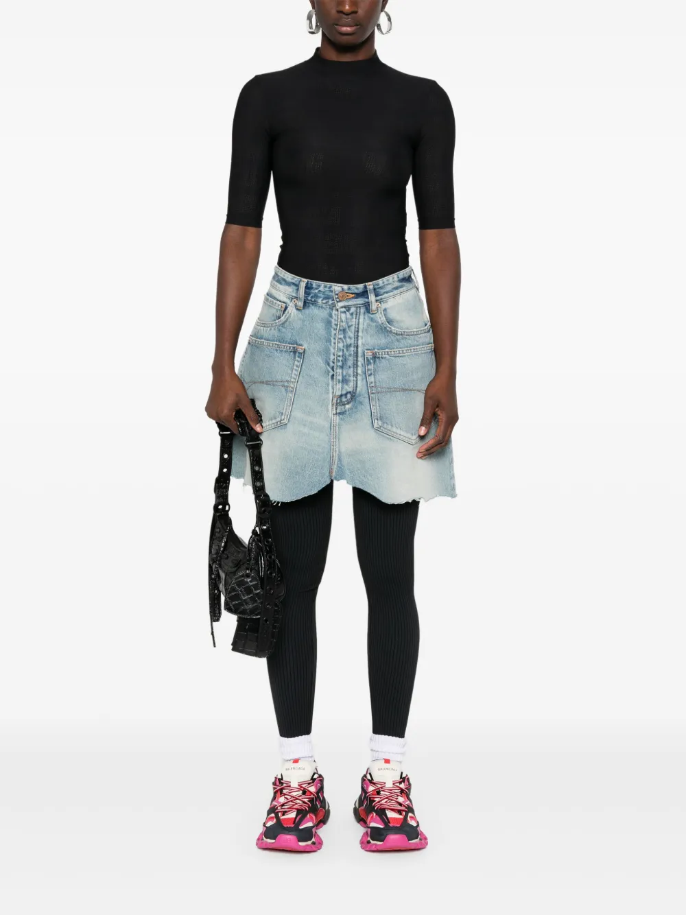 Balenciaga Cut-Up Mini Skirt | Blue | FARFETCH IN