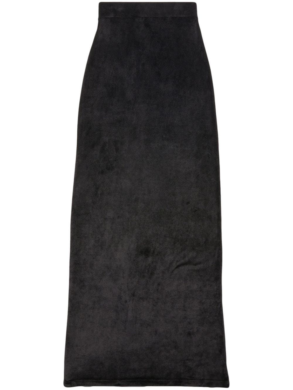 Shop Balenciaga Velvet-effect High-waisted Skirt In Black