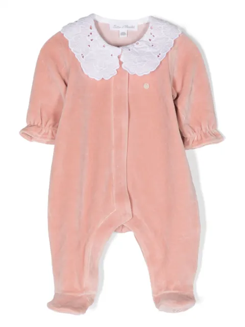 Tartine Et Chocolat floral lace-collar cotton pajama