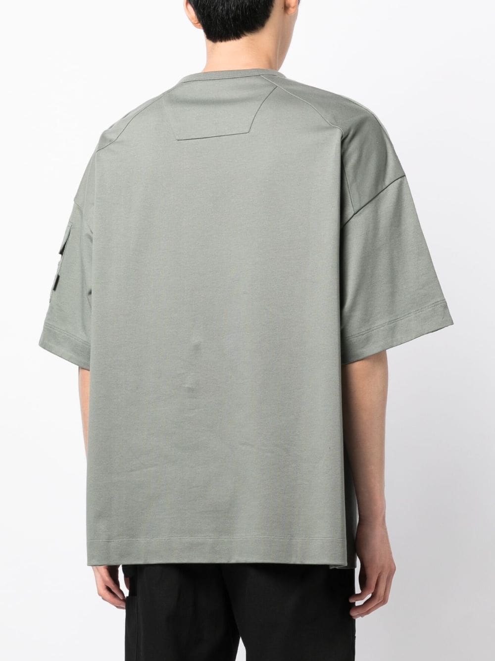 Shop Juunj Short-sleeved Panelled Cotton T-shirt In Green