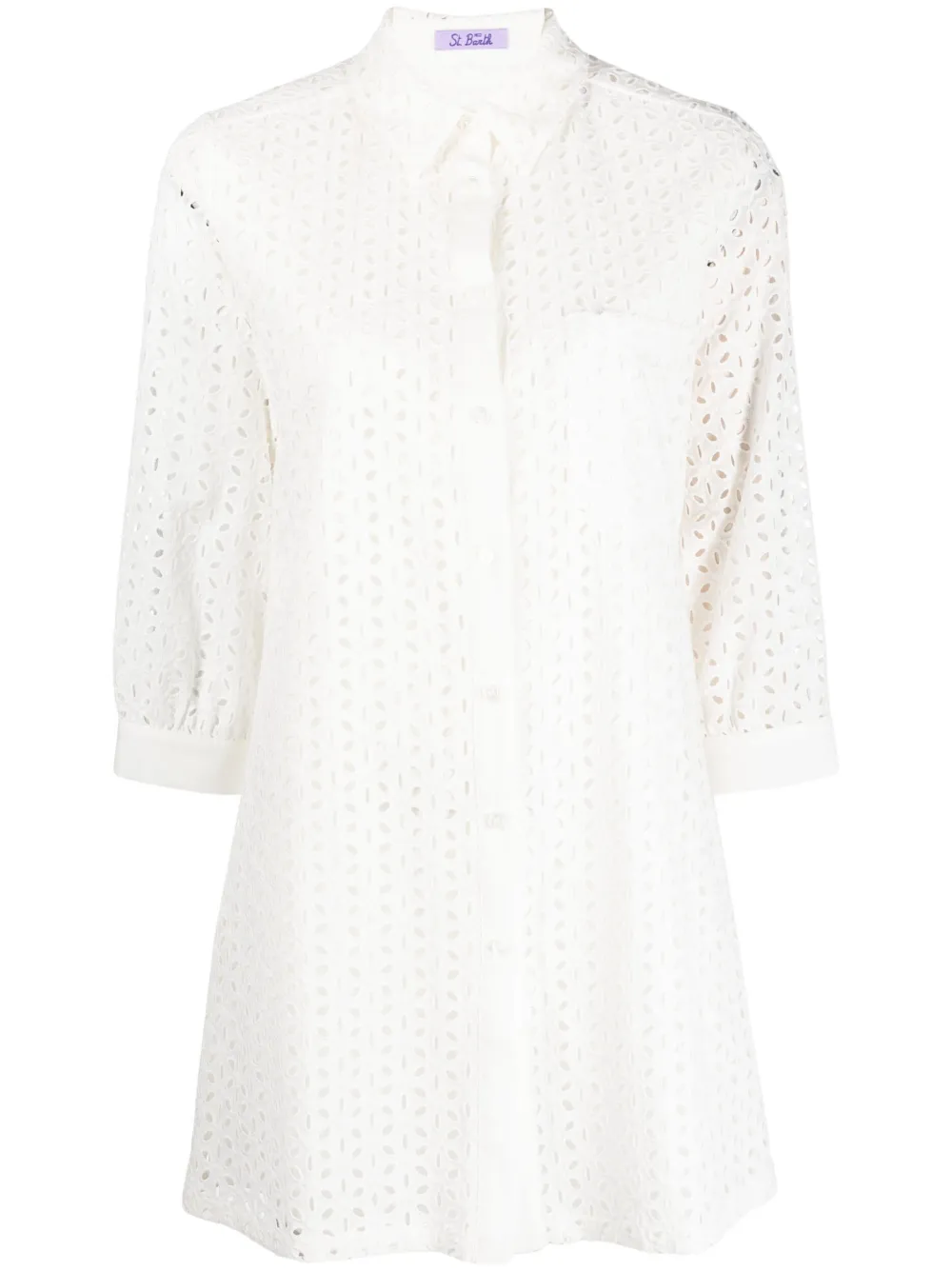Mc2 Saint Barth Broderie-anglaise Cotton Dress In White