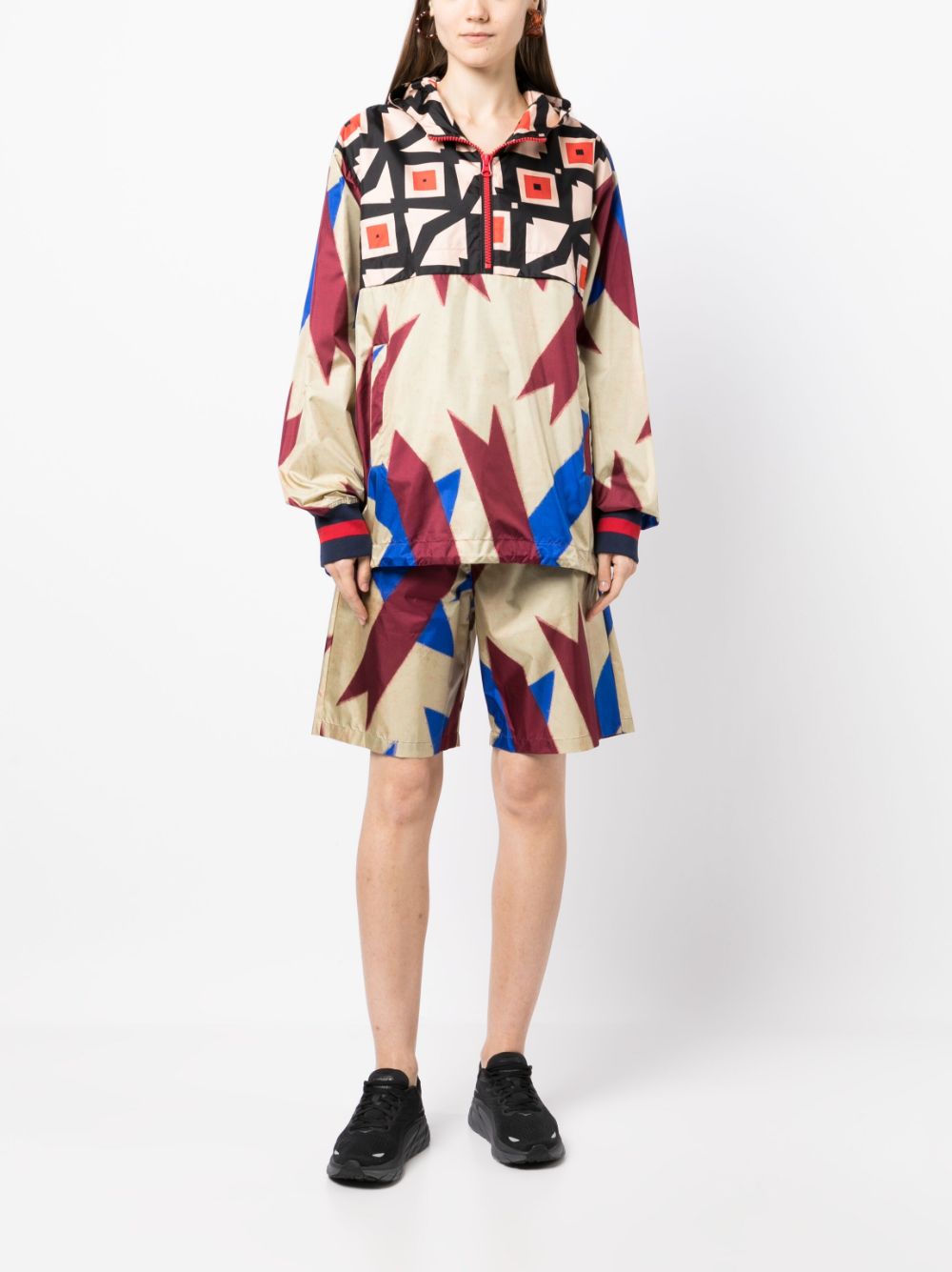 Shop Pierre-louis Mascia Abstract-print Silk Bermuda Shorts In Multicolour