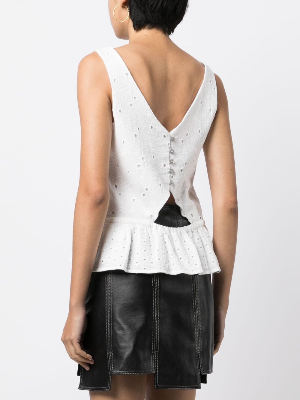Shop Ps By Paul Smith Broderie Anglaise Peplum-hem Blouse In White