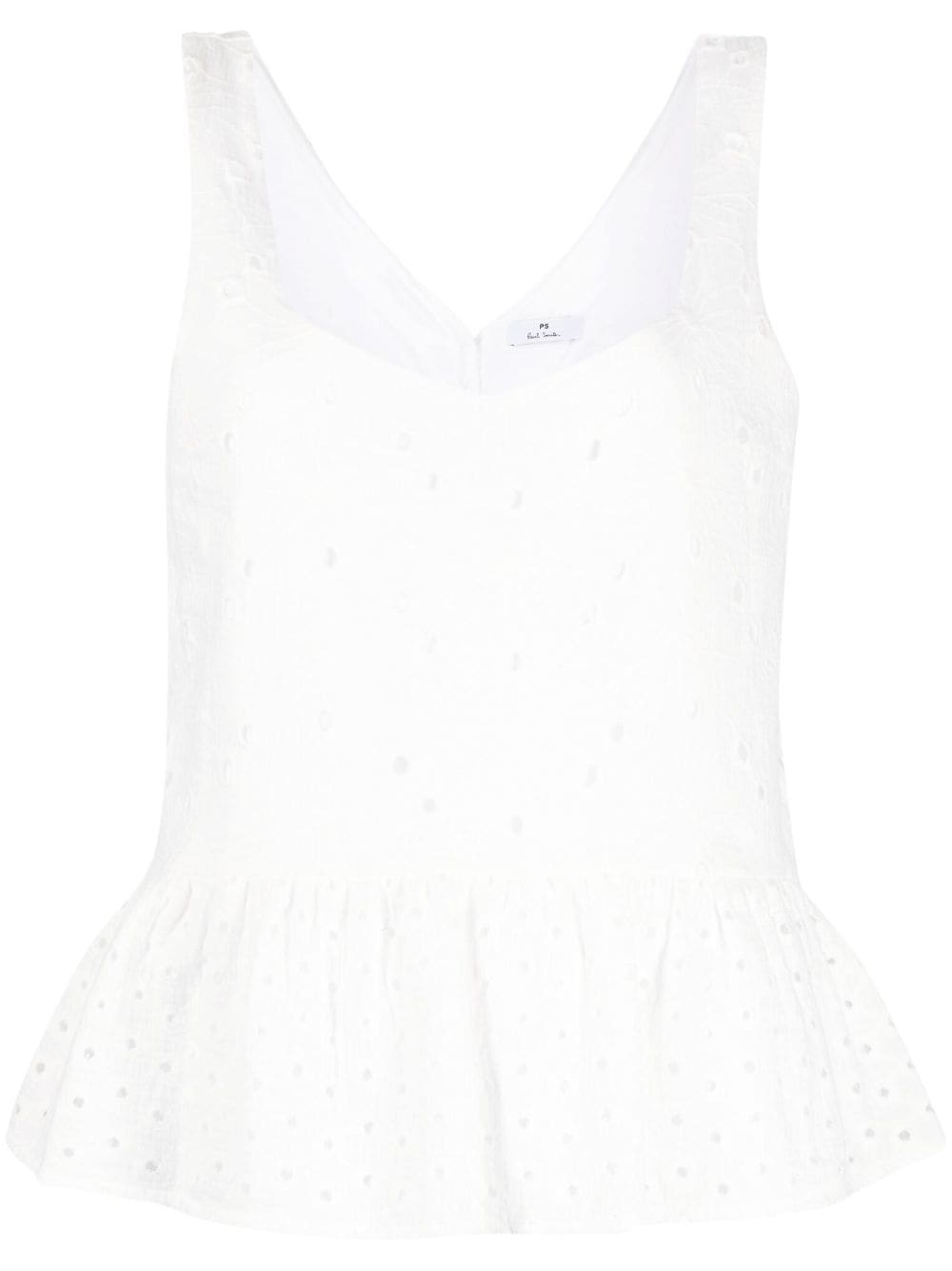 Ps By Paul Smith Broderie Anglaise Peplum-hem Blouse In White
