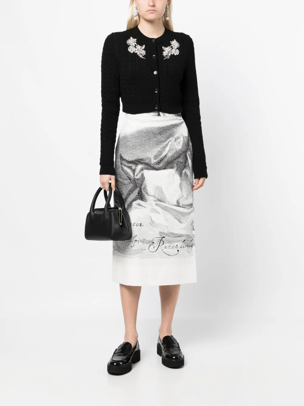 Erdem Mariana graphic-print pencil skirt - Wit