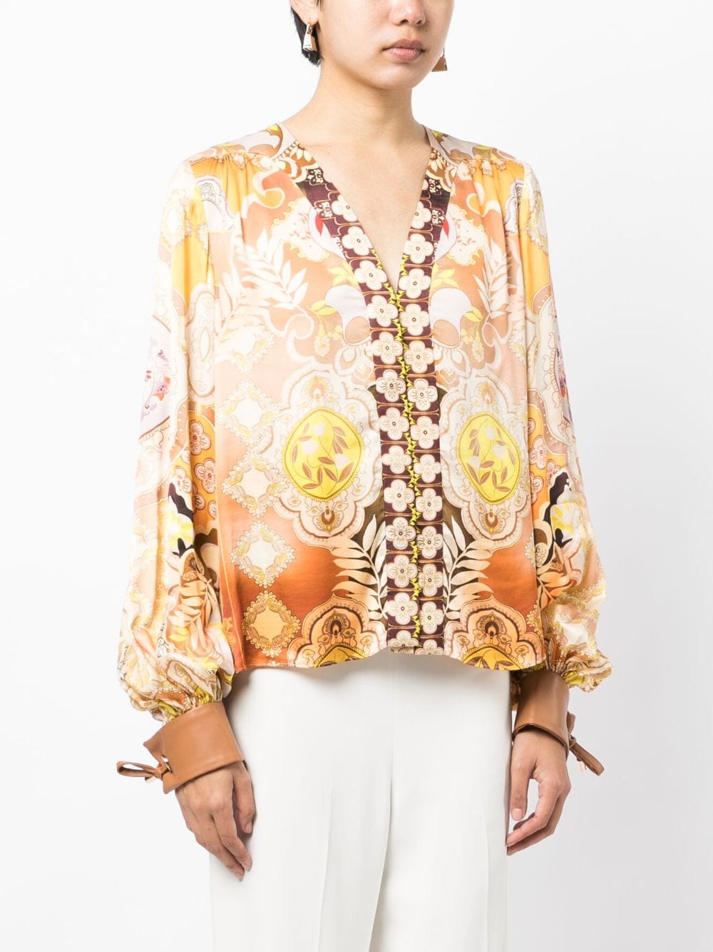 Shop Alexis Abstract-print Blouse In Neutrals