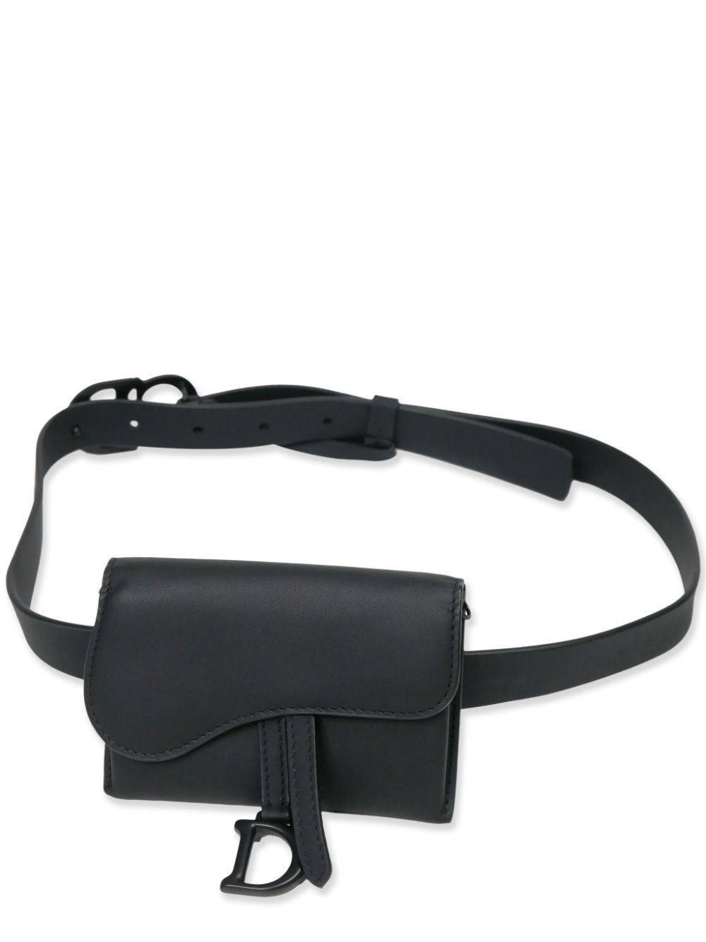 CHRISTIAN DIOR Saddle Pouch Waist Bag Black Leather Rare Genuine Product