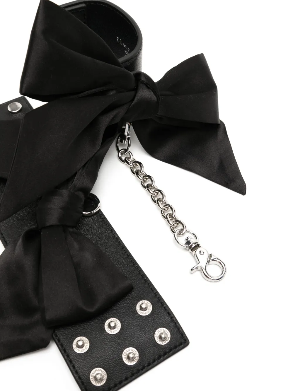 Fleur Du Mal Bow-detail Leather Cuffs In Black