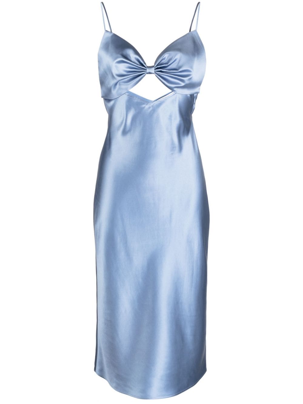 Shop Fleur Du Mal Bow-detailed Silk Midi Dress In Blau