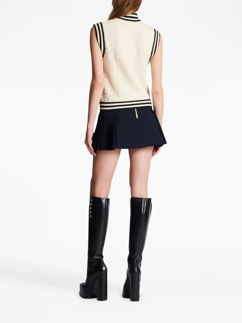 Balmain intarsia-knit Monogram Knitted Top - Farfetch