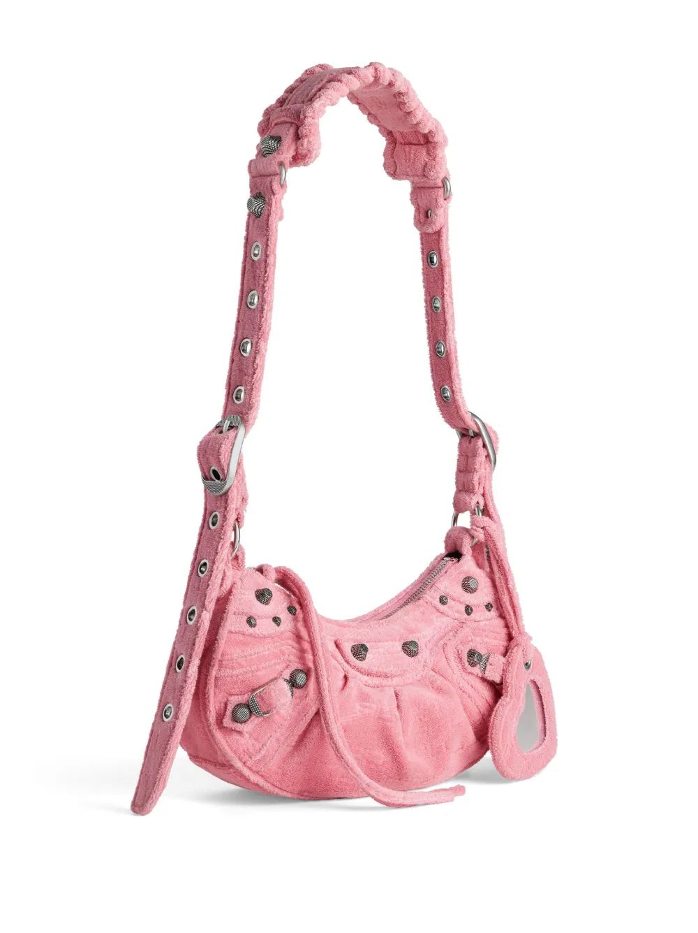 Balenciaga Green Leather Shoulder Handbag With Magnetic Closure And Metal Details In Pink