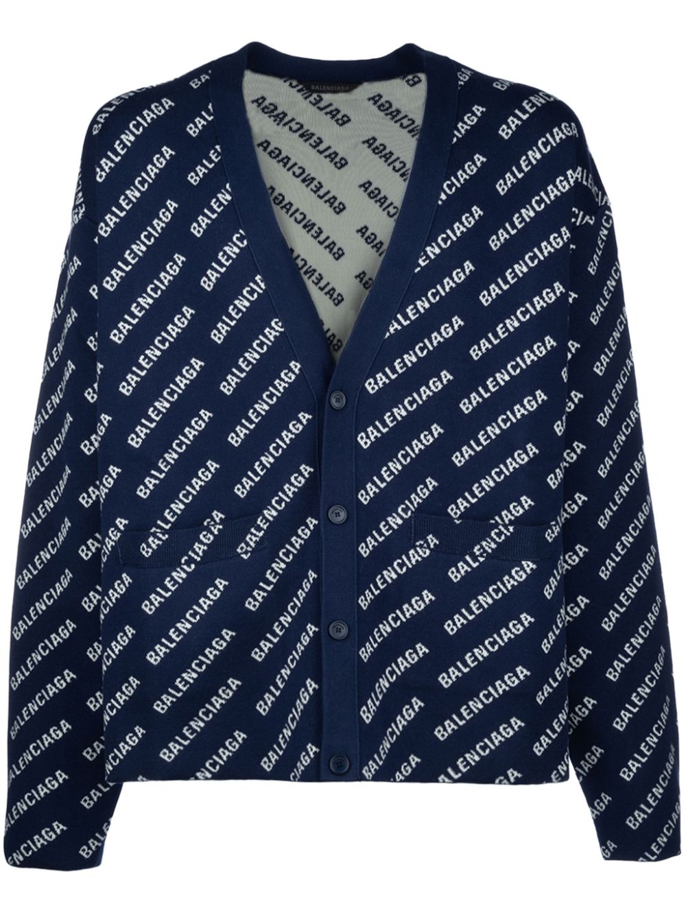 V-neck logo-print cardigan