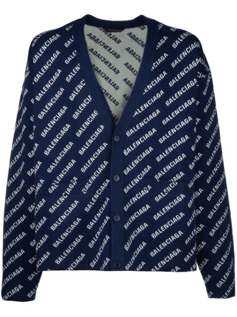 Balenciaga V-neck logo-print cardigan Men