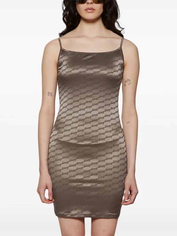 Balenciaga BB monogram mini dress women Polyester Elastane M Neutrals
