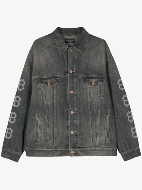 Balenciaga chamarra de mezclilla con botones y logo estampado