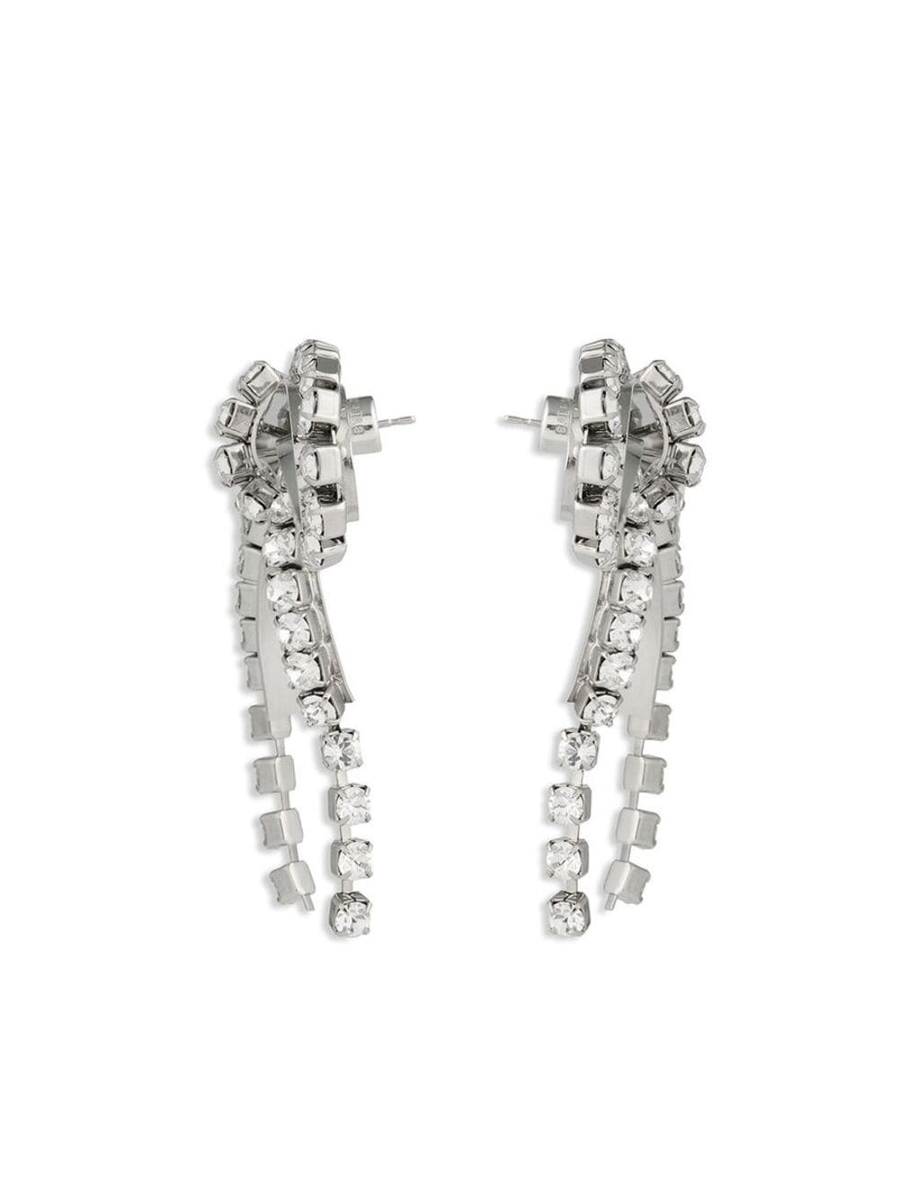 Shop Balenciaga Archive Ribbon Crystal-embellished Earrings In Silver