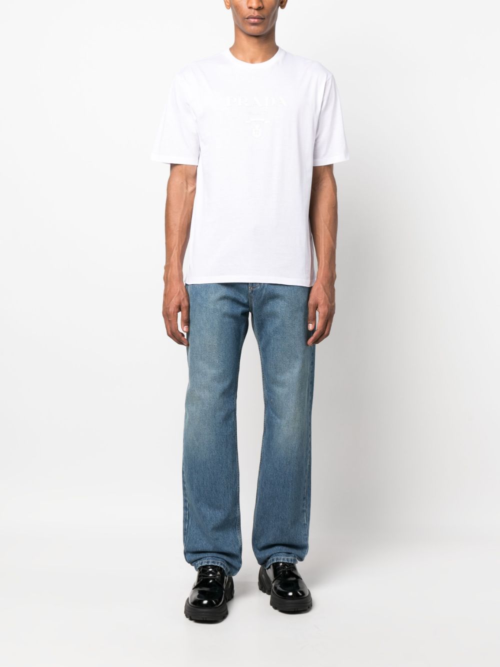 Prada raised logo round-neck T-shirt - Wit