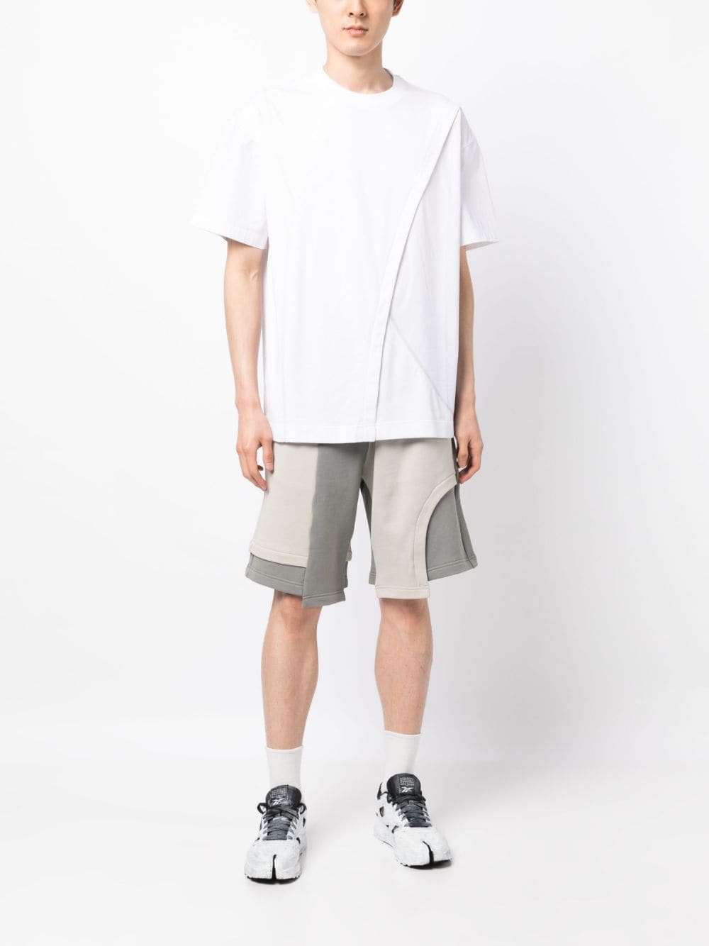 Shop Feng Chen Wang Logo-embroidered Track Shorts In Neutrals
