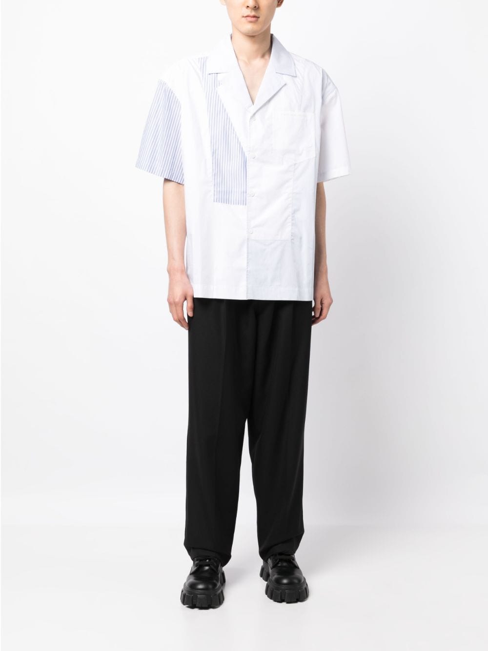 Feng Chen Wang notched-collar cotton shirt - Wit