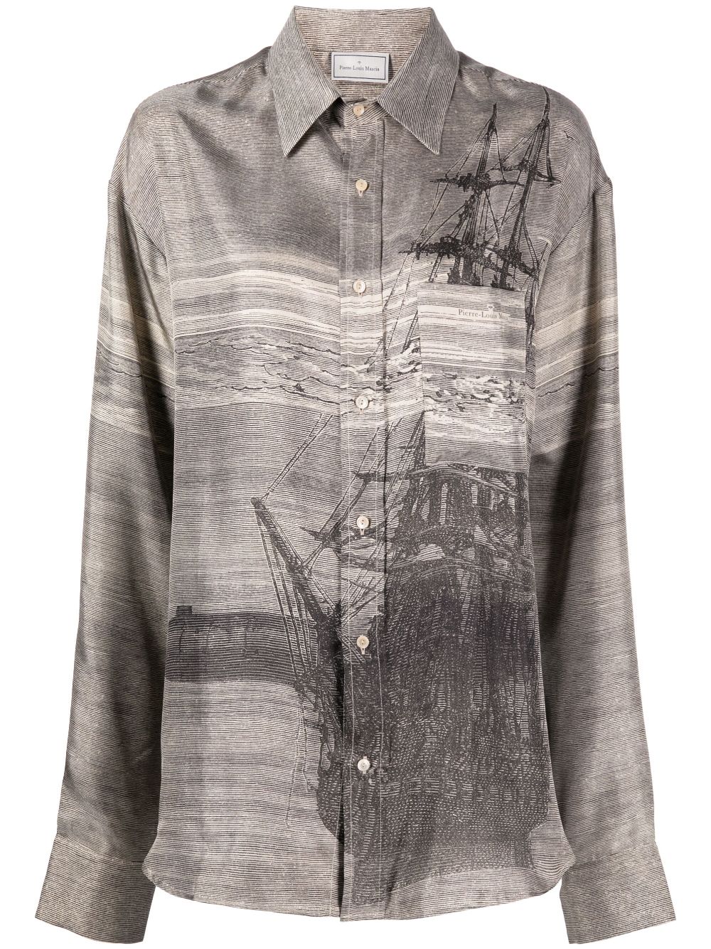 Pierre-louis Mascia Graphic-print Long-sleeve Shirt In Grey