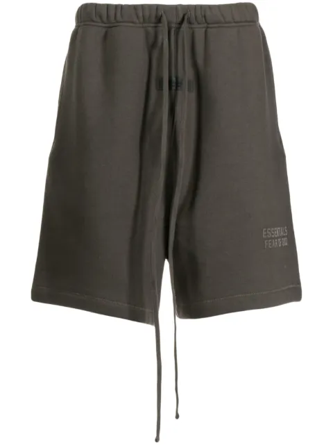 FEAR OF GOD ESSENTIALS logo-patch track shorts