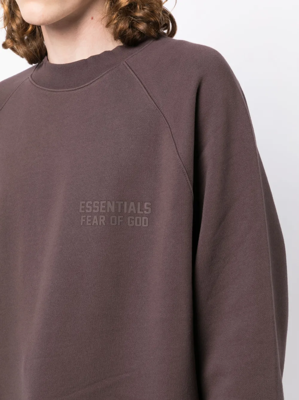 Shop Essentials Crew-neck Sweatshirt In Brown